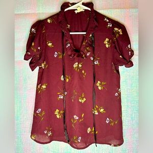 E Hanger M Floral Blouse Color Burgundy Size S